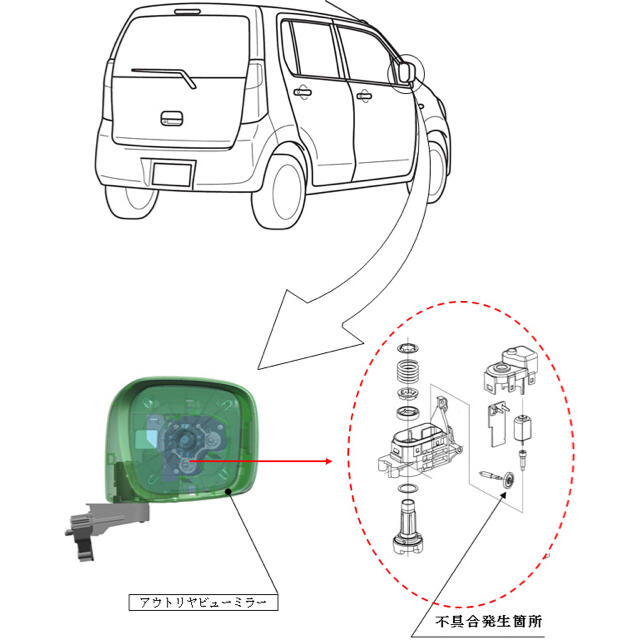 スズキ(スズキ)の金属製　サイドミラー ギア　スズキ ワゴンR 歯車 ドアミラー 故障 異音 自動車/バイクの自動車(車種別パーツ)の商品写真