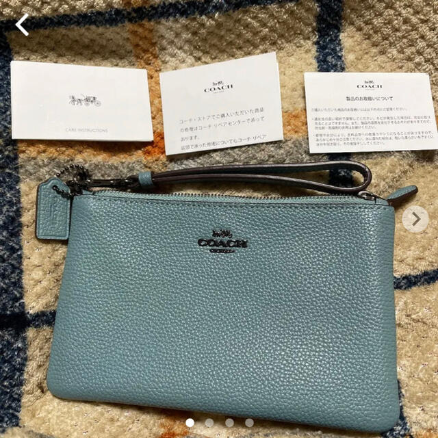 COACH コーチ リストレット ポーチ ターコイズ ブルーレディース - ポーチ