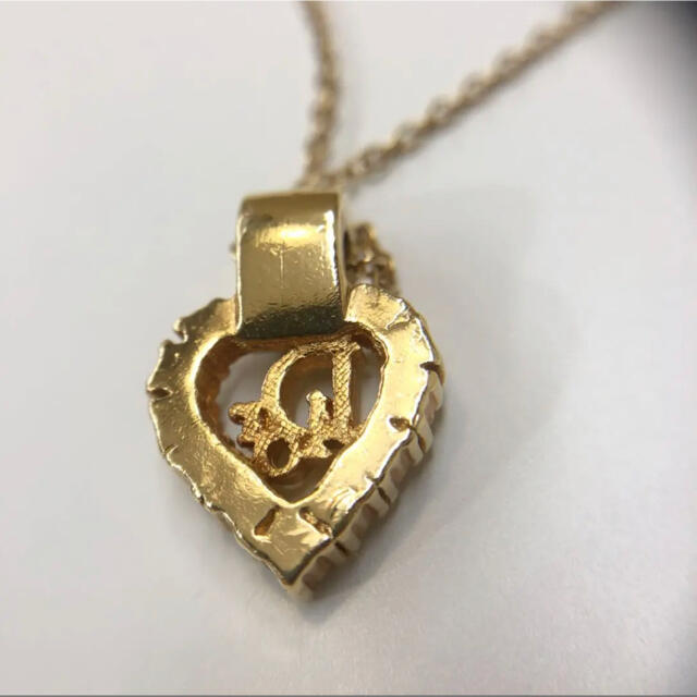 美品 Christian Dior ハート ラインストーン ロゴ ネックレス 美品 Christian Dior ハート ラインストーン ロゴ ネックレス