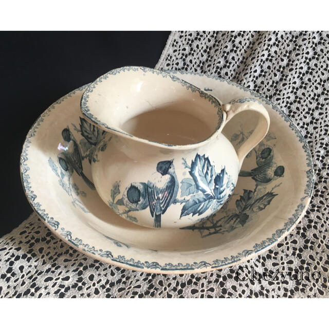 フランスアンティーク洗面器とピッチャーのセット(Toilette ancien