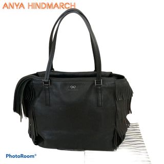 アニヤハインドマーチ(ANYA HINDMARCH)の【美品】アニヤハインドマーチ フリンジ レザー トート 黒 タッセル(トートバッグ)