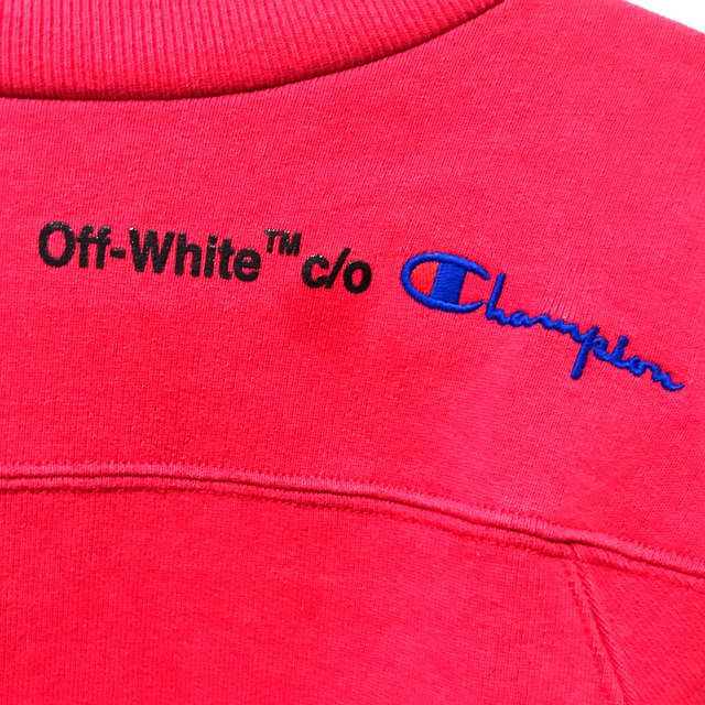 オフホワイト OFF-WHITE 2018SS チャンピオン コラボ クルーネック OMBA021S188750502010 トレーナー スウェットシャツ スウェット コットン レッド レッド×ブラック