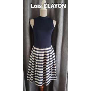 ロイスクレヨン(Lois CRAYON)の大変美品　ロイスクレヨン　可愛い異素材ドッキングワンピース　ボーダー(ひざ丈ワンピース)