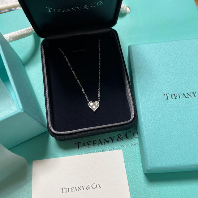 (新品仕上げ済）ティファニー TIFFANY センチメンタル ハート ダイヤ ネックレス PT950 × ダイヤモンド 16石 ペンダント 8993