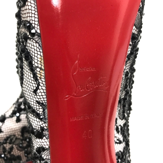 クリスチャンルブタン Christian Louboutin レース パンプス スパンコール ブラック ブラック 未使用