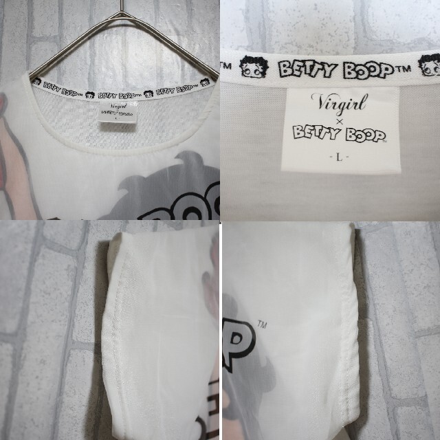 OLD BETTY'S(オールドベティーズ)のベティブープ　ベティーブープ　ホワイト　白　シースルー　ノースリーブ レディースのトップス(Tシャツ(半袖/袖なし))の商品写真