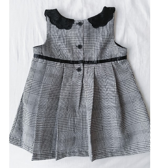 【美品】子ども　キッズ　ワンピース　フォーマル　ドレス　チェック　80サイズ キッズ/ベビー/マタニティのベビー服(~85cm)(ワンピース)の商品写真