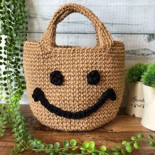 Mサイズ 麻紐バッグ カゴバッグ スマイル(バッグ)