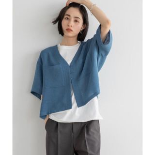 ローリーズファーム(LOWRYS FARM)のlowrysfarm  メッシュショートシャツカーディガン　ss  ブルー(シャツ/ブラウス(長袖/七分))