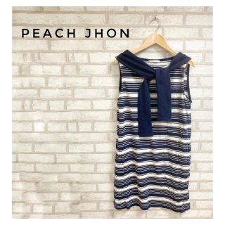 ピーチジョン(PEACH JOHN)のPEACH JHON レディース ボーダー 夏服 ワンピース M ネイビー(ひざ丈ワンピース)