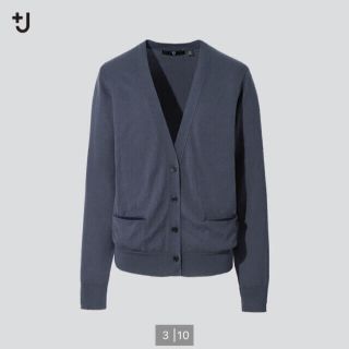 ユニクロ(UNIQLO)のユニクロ+J シルクコットンVネックカーディガン　グレーM(カーディガン)