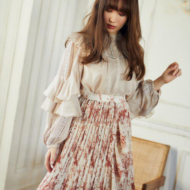 herlipto Pleated Chiffon Long Skirtレディース