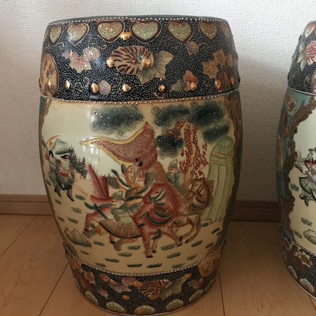 旧家蔵出 中国美術 古美術 清時代 陶器 鼓風 置物 庭 花台 飾台 骨董品