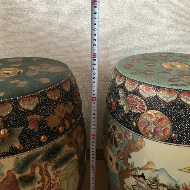 旧家蔵出 中国美術 古美術 清時代 陶器 鼓風 置物 庭 花台 飾台 骨董品