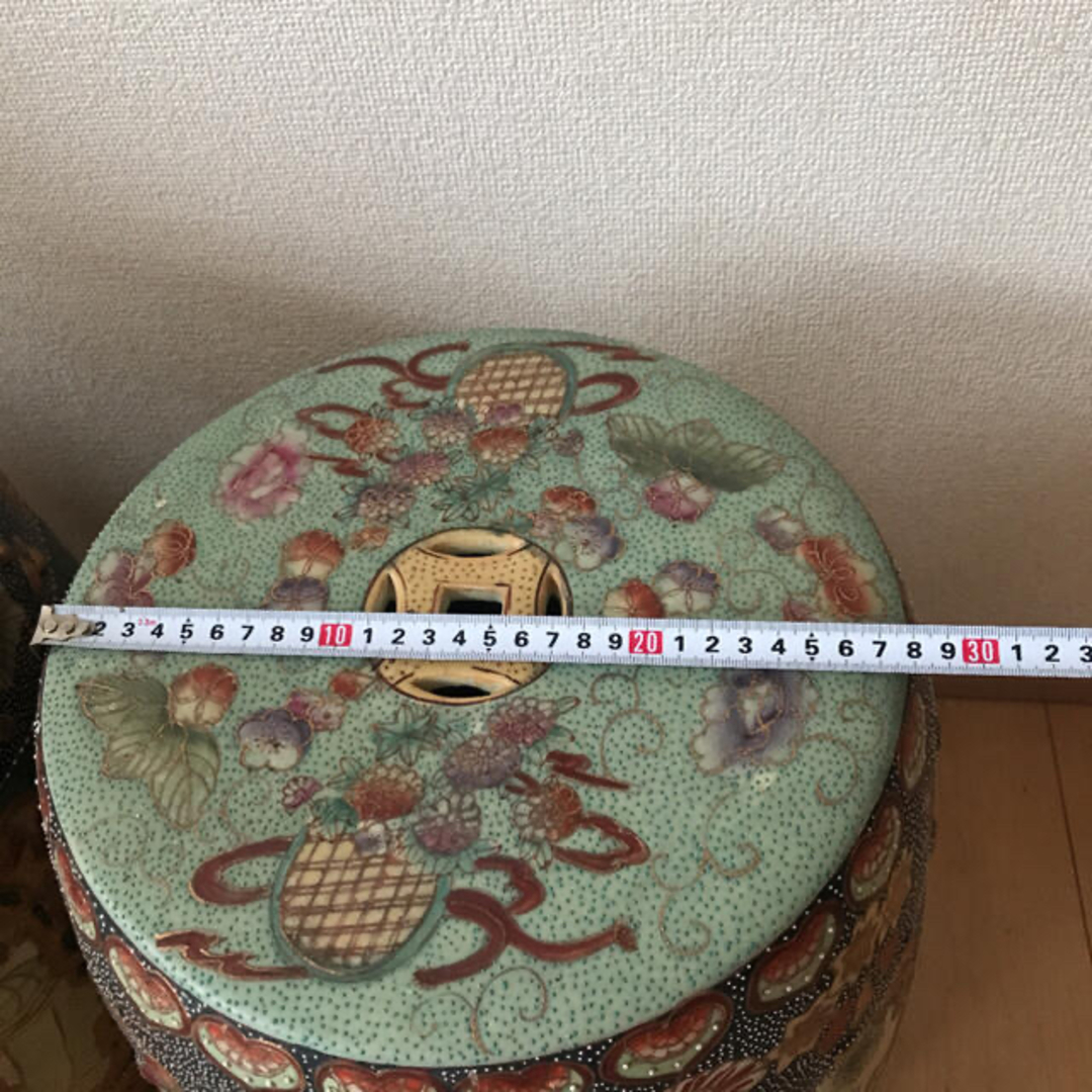 旧家蔵出 中国美術 古美術 清時代 陶器 鼓風 置物 庭 花台 飾台 旧家蔵出 中国美術 古美術 清時代 陶器 鼓風 置物 庭 花台 飾台