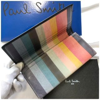 ポールスミス(Paul Smith)の極美品⭐️Paul Smith アーティストストライプ 本革 ブラック 長財布(長財布)