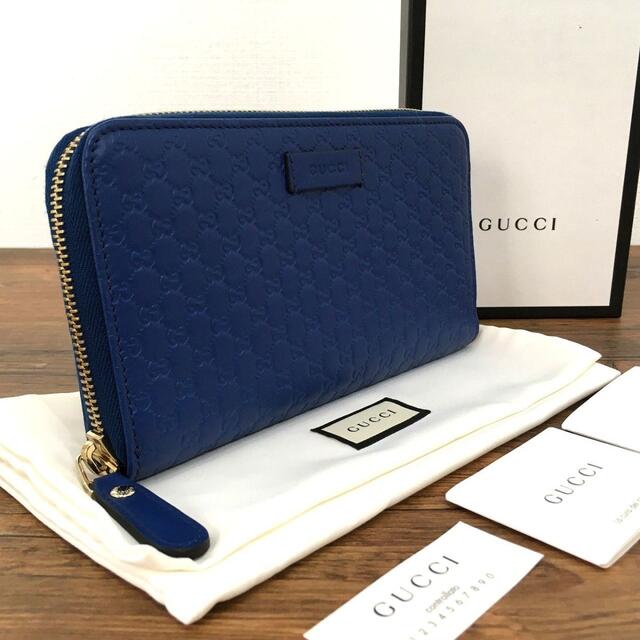 お気に入りの 未使用品 Gucci 404 グッチ マイクログッチシマ ブルー 長財布 財布 Guiacieneguilla Com