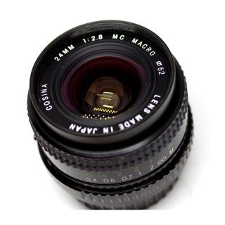 ペンタックス(PENTAX)のコシナ２４ｍｍ、ｆ２．８マクロ付き。美品。マウントＫ－Ａ／Ｒ　　(レンズ(単焦点))