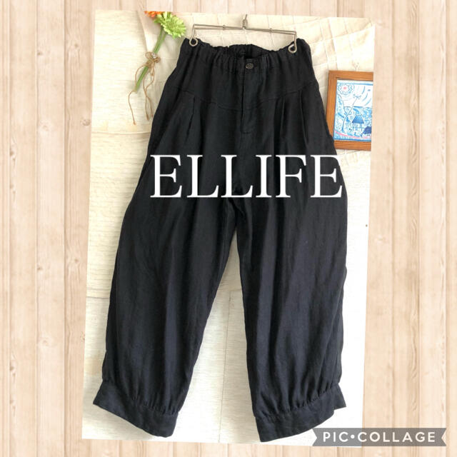 新品★ELLIFE★エリフェ★レース衿リネンピンタックワンピース★ブラック