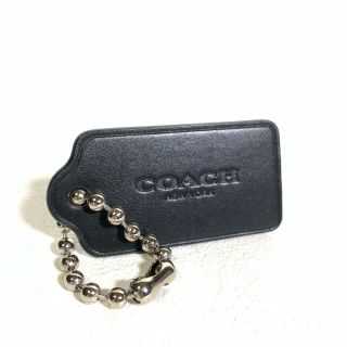 コーチ(COACH)のCOACH コーチ タグ バッグ チャーム キーホルダー レザー 大きめ 黒(キーホルダー)