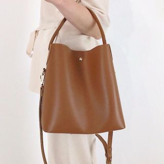 2wayハンドバッグ　ショルダーバッグ　シンプル　レザー　ブラウン(ハンドバッグ)