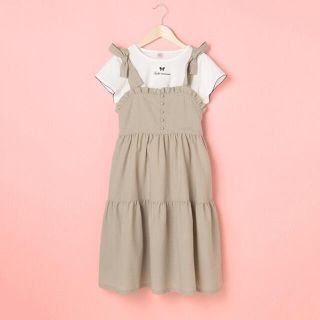 メゾピアノジュニア(mezzo piano junior)のメゾピアノ新品新作タグ付き肩リボンワンピース×半袖Tシャツセット160(ワンピース)