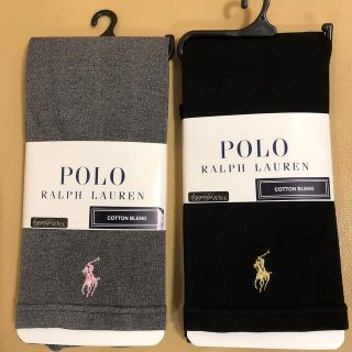 ポロラルフローレン(POLO RALPH LAUREN)の新品　女性　ポロラルフローレン　10分丈グレー&黒レギンス2足　M〜L寸　日本製(レギンス/スパッツ)