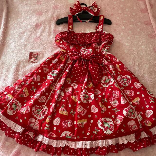 最安値で Angelic Pretty Jamジャンパースカートセット 赤 Sweet