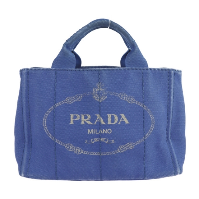 PRADA プラダ ミニカナパ ハンドバッグ 1BG439 キャンバス ブルー