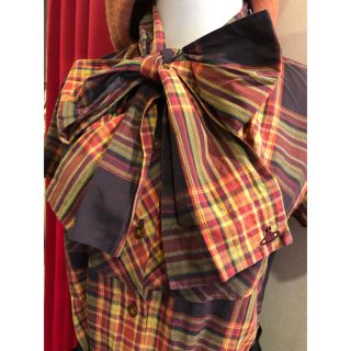 ヴィヴィアンウエストウッド(Vivienne Westwood)のヴィヴィアンビッグリボンチェックシャツM位sacaiMILK二階堂ふみ椎名林檎(シャツ/ブラウス(半袖/袖なし))