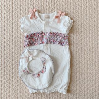 プティマイン(petit main)のロンパースとスタイセット　petitmain 未使用品！(ロンパース)