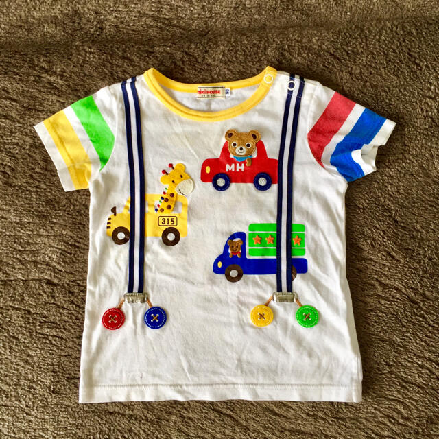 mikihouse(ミキハウス)のサスペンダー風Tシャツ キッズ/ベビー/マタニティのキッズ服男の子用(90cm~)(Tシャツ/カットソー)の商品写真