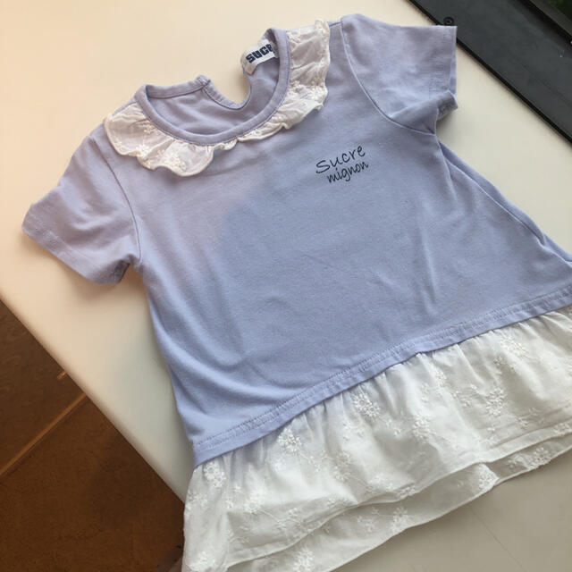 Tシャツ　レース　　100  2枚 キッズ/ベビー/マタニティのキッズ服女の子用(90cm~)(Tシャツ/カットソー)の商品写真