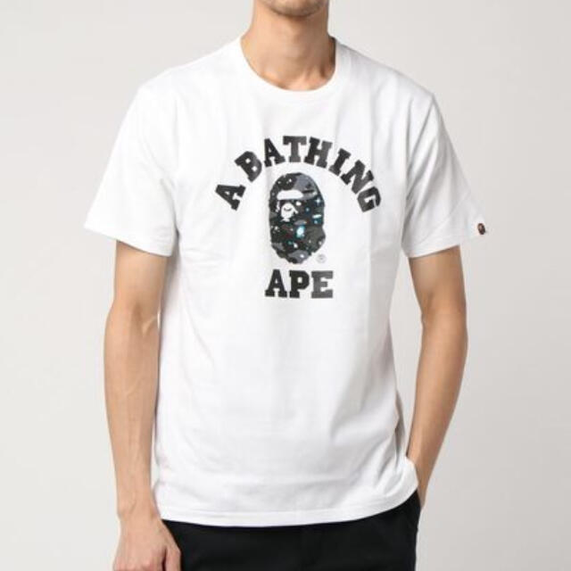 A BATHING APE カレッジロゴTシャツ 白 スペースカモ | フリマアプリ ラクマ