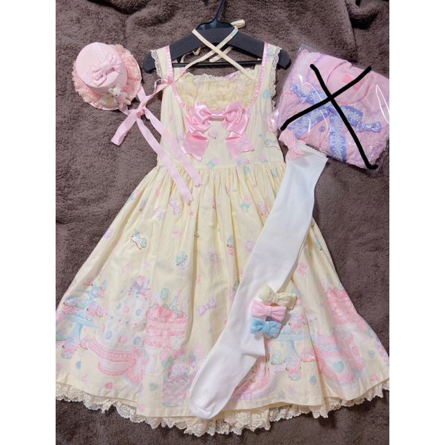 Angelic Pretty(アンジェリックプリティー)のレア！Decoration Dream胸切替ジャンパースカート3点セット レディースのワンピース(ひざ丈ワンピース)の商品写真