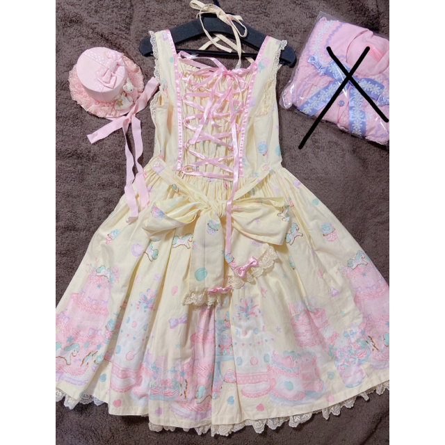 Angelic Pretty(アンジェリックプリティー)のレア！Decoration Dream胸切替ジャンパースカート3点セット レディースのワンピース(ひざ丈ワンピース)の商品写真