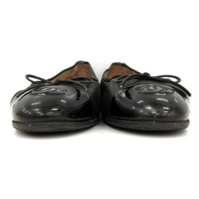 CHANEL(シャネル)のシャネル バレエシューズ パンプス ローヒール ココマーク レザー リボン 38 レディースの靴/シューズ(バレエシューズ)の商品写真