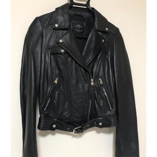 ザラ(ZARA)のZARA 羊レザー ラムレザー ライダース(ライダースジャケット)