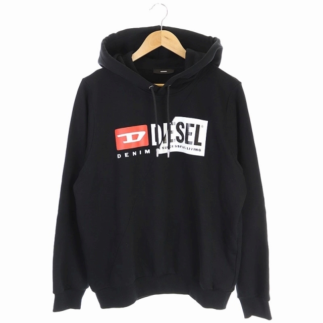 ディーゼル DIESEL パーカー 再構築 フロントロゴ プルオーバー M 黒