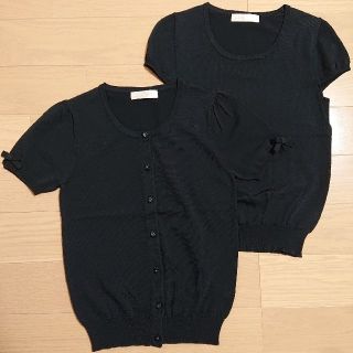 レッセパッセ(LAISSE PASSE)の未使用 レッセパッセ リボン付き半袖カーディガン ツイン(カーディガン)