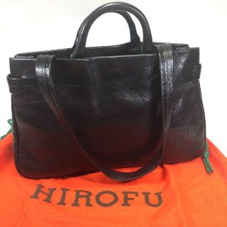 【美品】ヒロフ レザー Ｈロゴ ハンドバッグ・ショルダーバッグ 黒(ショルダーバッグ)