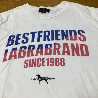 ラブラドールリトリーバー(Labrador Retriever)のラブラドールレトリーバーLABRA 白半袖2面Tシャツ　ドッグ　犬　ワンコ好きに(Tシャツ/カットソー(半袖/袖なし))