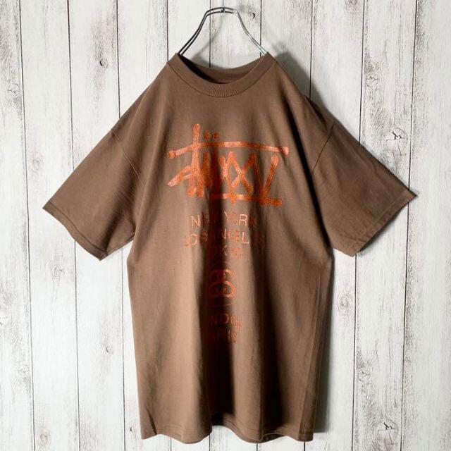 STUSSY(ステューシー)の【レアカラー メキシコ製】ステューシー 両面ロゴ 25周年 Tシャツ 茶 メンズのトップス(Tシャツ/カットソー(半袖/袖なし))の商品写真