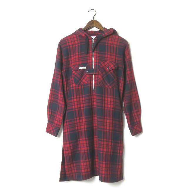 Engineered Garments エンジニアードガーメンツ アメリカ製 Long Bush Shirt - Heavy Twill Plaid ロングブッシュシャツ ヘビーツイルチェック XS レッド 長袖 プルオーバー アノラック パーカー トップス【Engineered Garments】