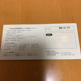 月岡温泉旅館感謝券 12枚(12000円分) - その他