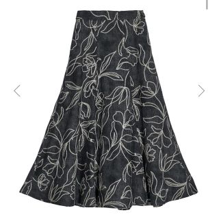 アメリヴィンテージ(Ameri VINTAGE)のアメリヴィンテージ　DENIM LIKE FLOWER SKIRT(ロングスカート)