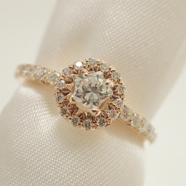 K18 0.32ct 0.24ct スターカットダイヤ ダイヤリング レディースのアクセサリー(リング(指輪))の商品写真