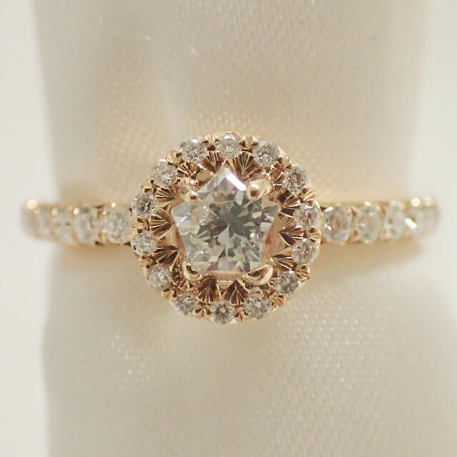 K18 0.32ct 0.24ct スターカットダイヤ ダイヤリング レディースのアクセサリー(リング(指輪))の商品写真