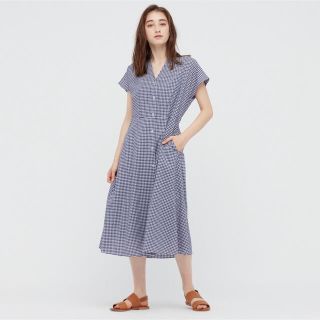 ユニクロ(UNIQLO)のユニクロ レーヨンローンフレアワンピース（半袖）(ひざ丈ワンピース)