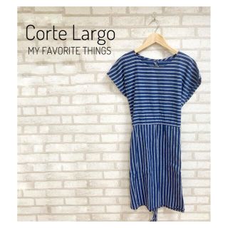 コルテラルゴ(CorteLargo)のCorte Largo レディース ワンピース 夏服 M 青 ボーダー(ひざ丈ワンピース)